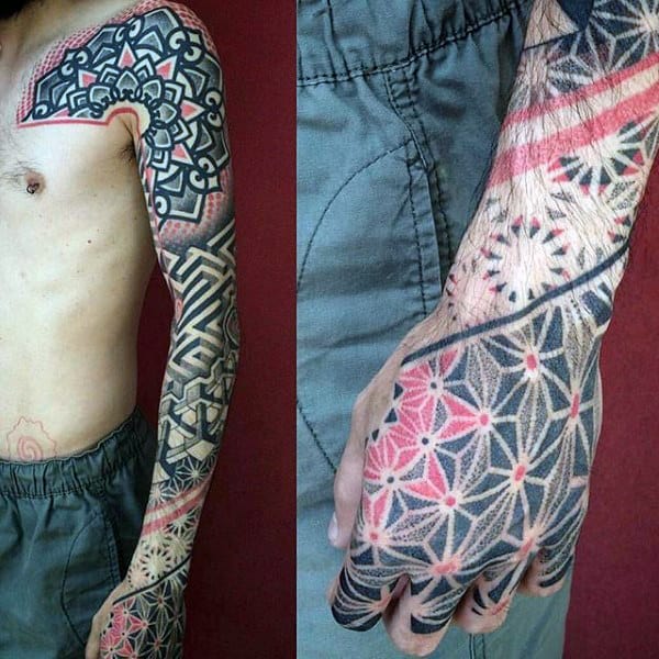 Pattern Mens Geometrical Unique Sleeve Tattoo