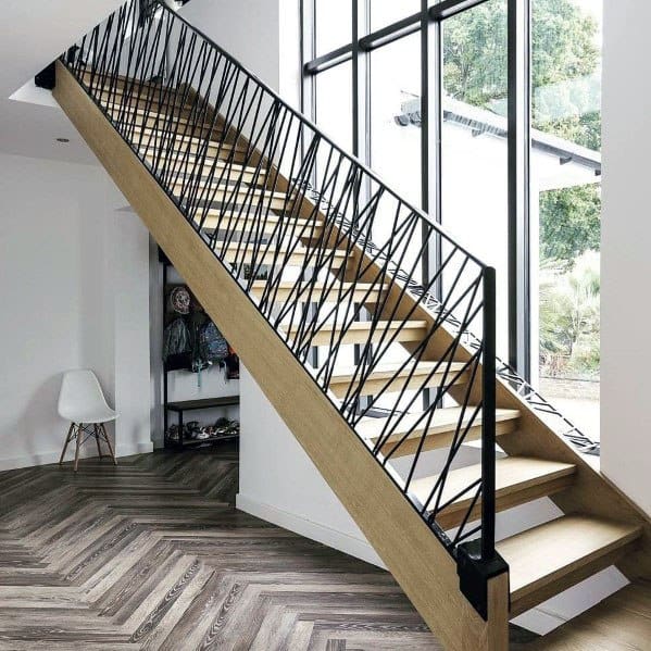 pattern metal home interior stair railing