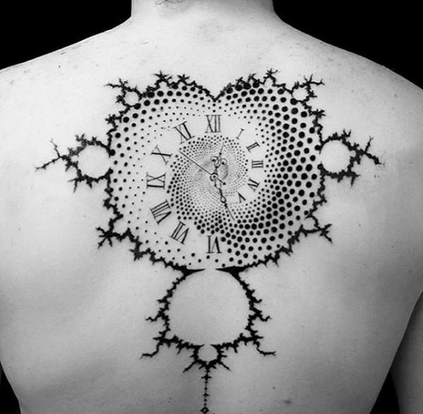 Pattern Roman Numeral Clock Unique Back Male Tattoos
