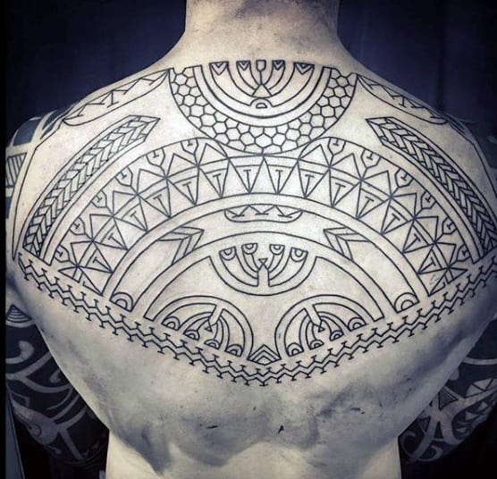 Pattern Tribal Mens Upper Back Tattoo Designs