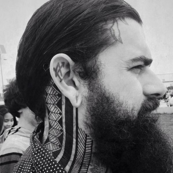 Pattern Tribal Neck Guys Tattoo Ideas