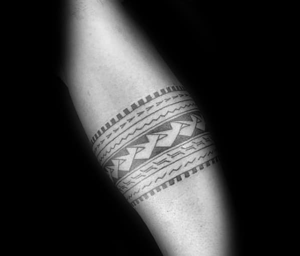 Pattern Unique Guys Polynesian Forearm Band Tattoo