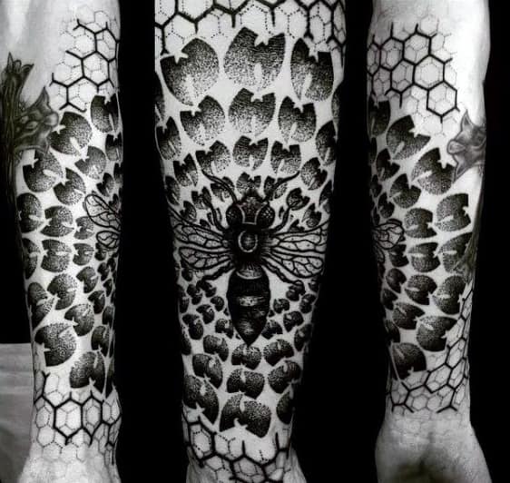 Pattern Wu Tang Mens Dotwork Forearm Sleeve Tattoos