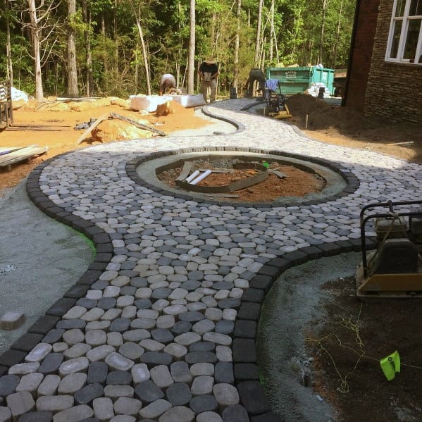 Paver Patio pebble walkway 