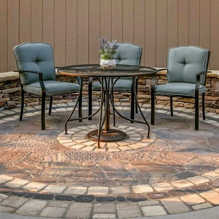backyard patio with chairs and table