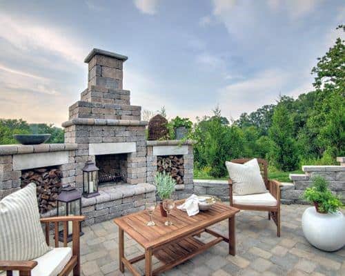 fireplace with firewood shelf 