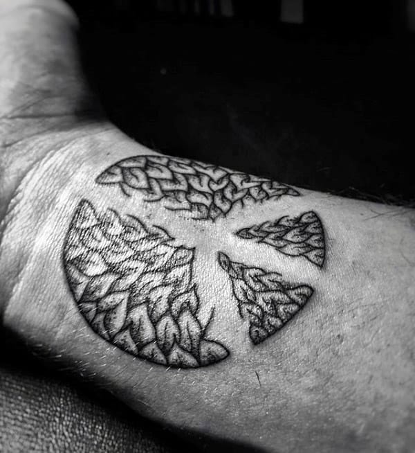 Peace Sign Negative Space Mens Wrist Tattoos