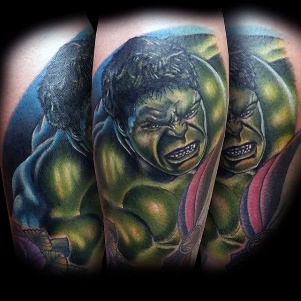 Pearly Tooth Hulk Tattoo Male Forearm