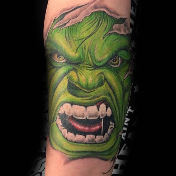Pearly White Teeth Hulk Tattoo Guys
