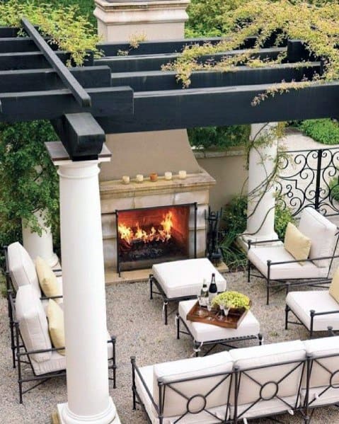 outdoor fireplace area 