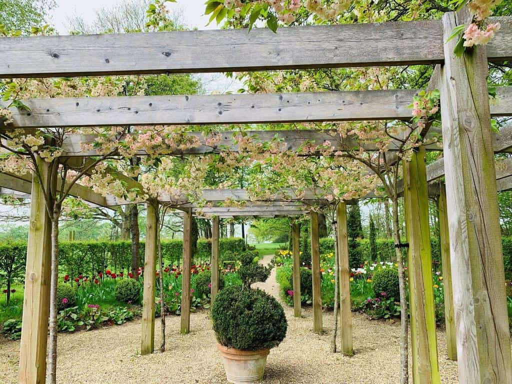 wood pergola garden trellis large public garden