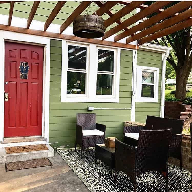 pergola patio awning with wicker furniture 