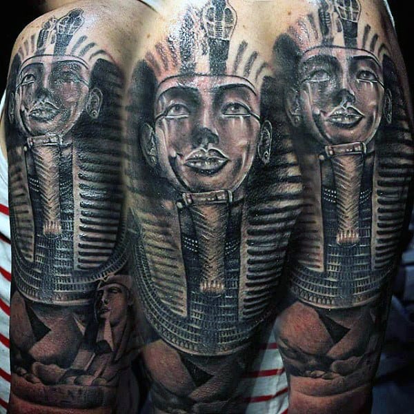 Pharoah Mens Pyramid Half Sleeve Tattoos