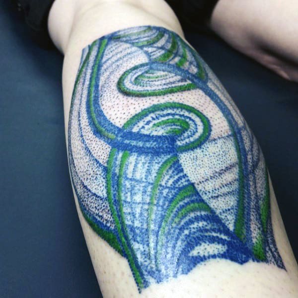 Phase Space Of Driven Pendelum Science Tattoo On Mans Lower Leg