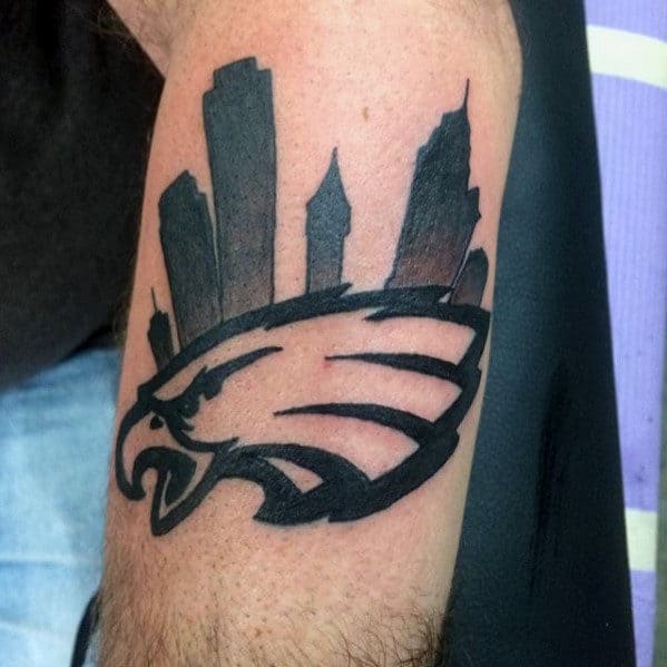 Philiadephia Skyline Eagles Football Team Mens Outer Arm Tattoos