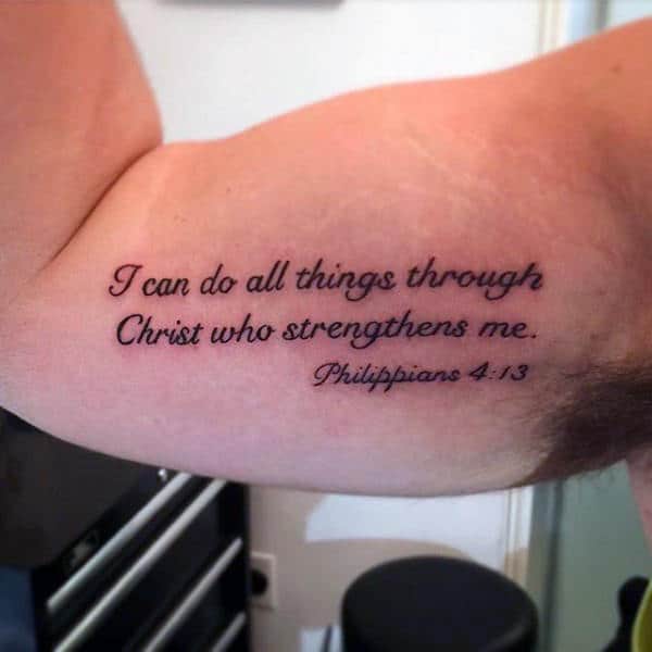 Philippians 4 13 I Can Do All Things Through Christ Which Strengtheneth Me Mens Bicep Tattoos