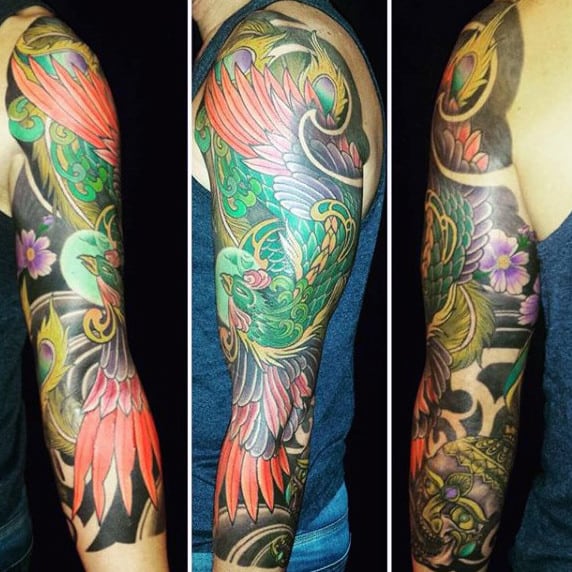 Phoenix Full Arm Men's Tattoos
