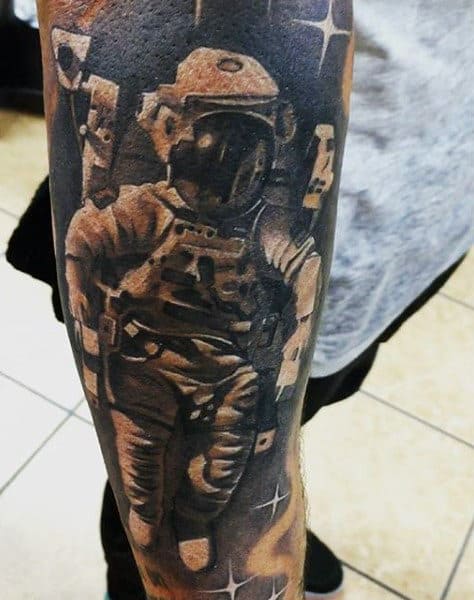 Photographic Image Grey Astronaut Tattoo Males Calves