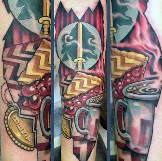 Pie With Coffee Twin Peaks Mens Forearm Tattoos