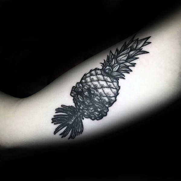 Pinapple With Pine Cone Mens Unique Inner Arm Bicep Tattoo