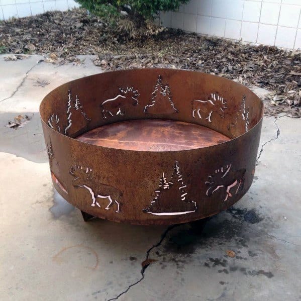 Pine Tree And Deer Themed Home Ideas Metal Fire Pits