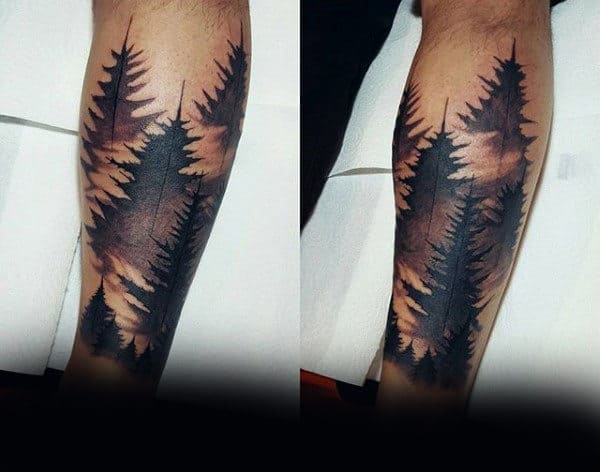Pine Tree Forearm Tattoo On Man