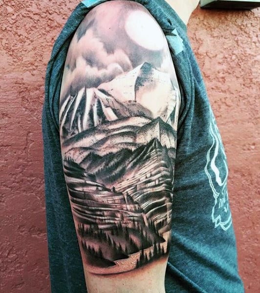 Pine Trees Tattoo Designs For Men
