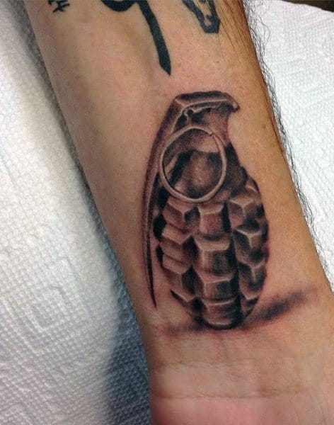 Pineapple Grenade Tattoo For Men On Wrist