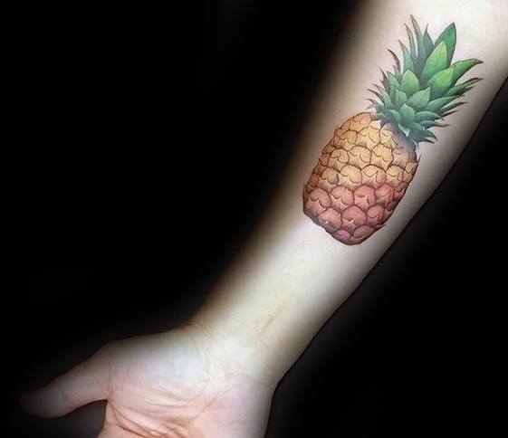 Pineapple Male Tattoos On Inner Forearm