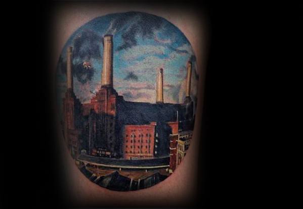 Pink Floyd Animals Album Tattoos Guys On Thigh