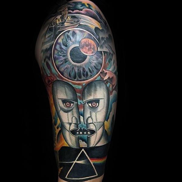 Pink Floyd Tattoo Ideas On Guys Half Sleeve
