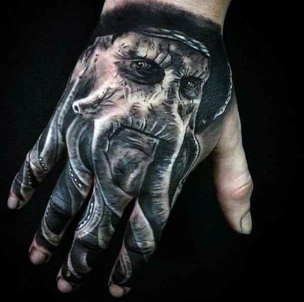 Pirate 3d Hand Tattoos For Guys