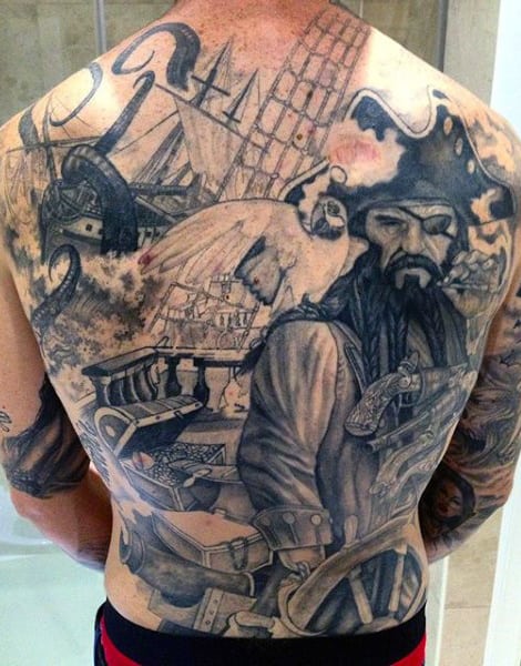 Pirate Back Tattoos For Males