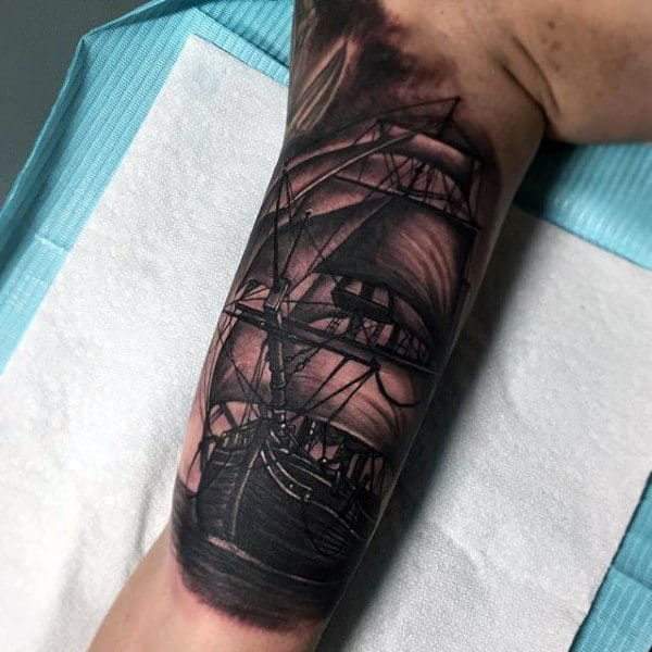 Pirate Ship Sleeve Men's Tattoo