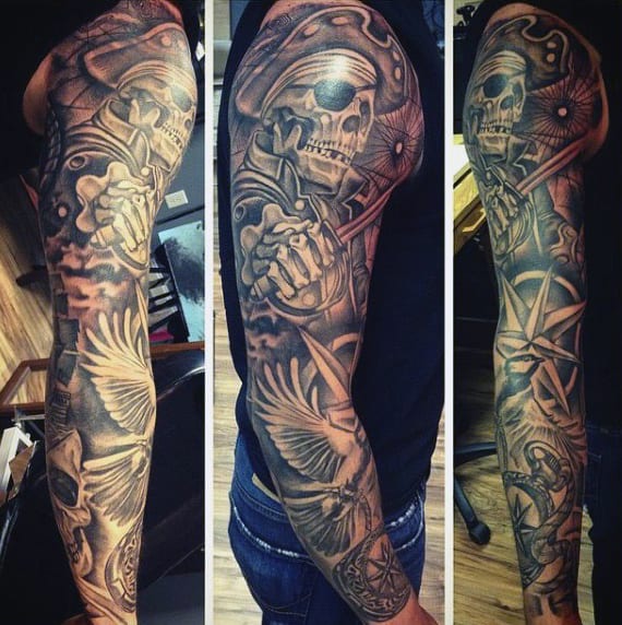 Pirate Ship Tattoo Designs For Men