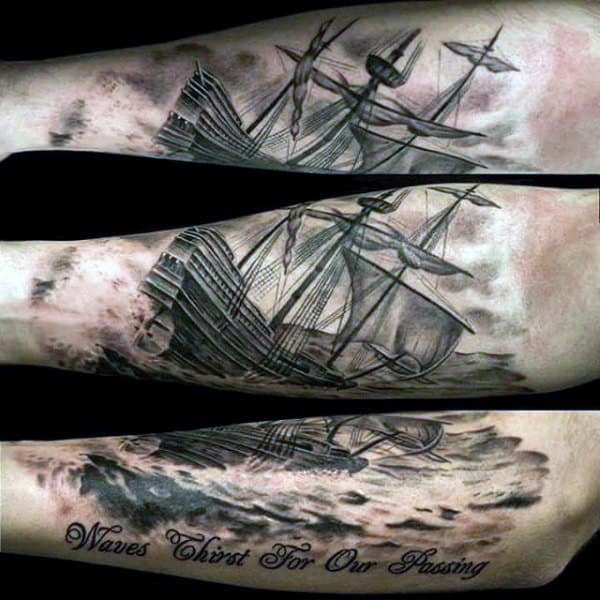 Pirate Ship Wheel Male Tattoo