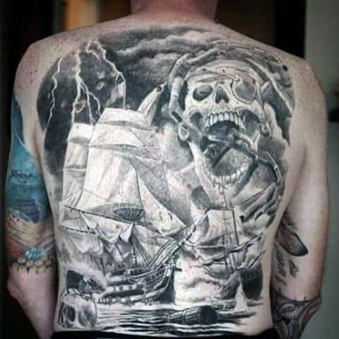 Pirate Skull Tattoo For Men On Back