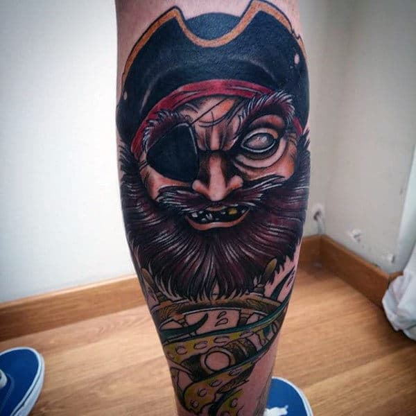 Pirate Sleeve Tattoo For Men On Legs