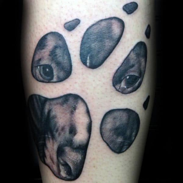 Pitbull Mens Dog Paw Leg Tattoos