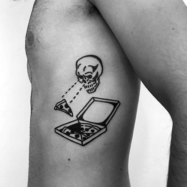 Pizza Box With Skull Guys Simple Rib Cage Side Tattoo