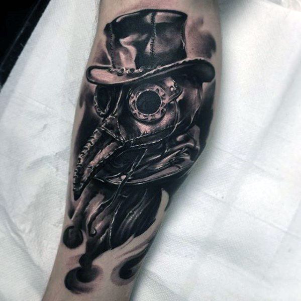 Plague Doctor Tattoo Designs For Guys On Leg