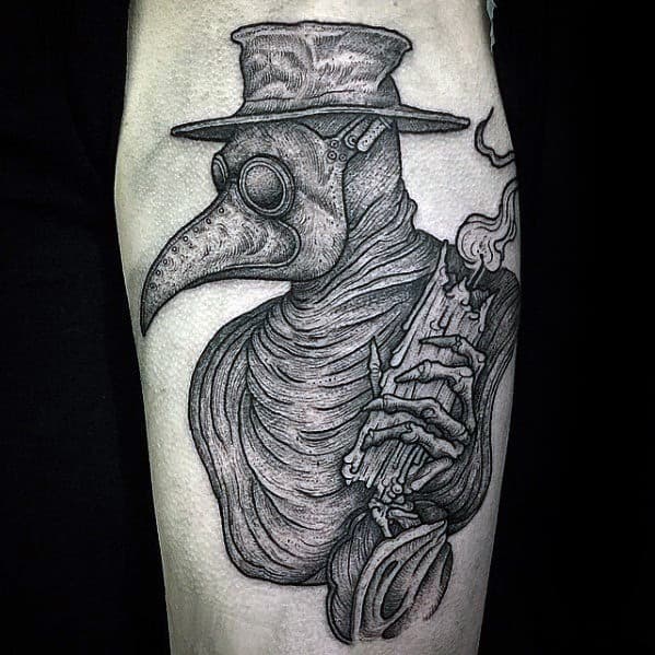 Plague Doctor Tattoos Men Inner Forearm