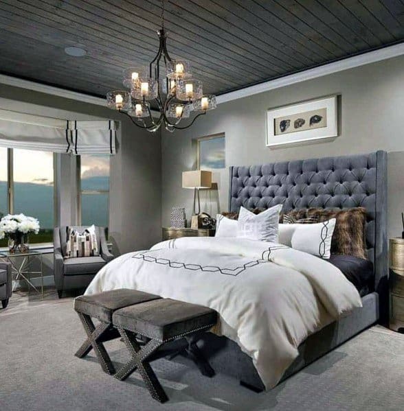 wood plank ceiling luxury master bedroom