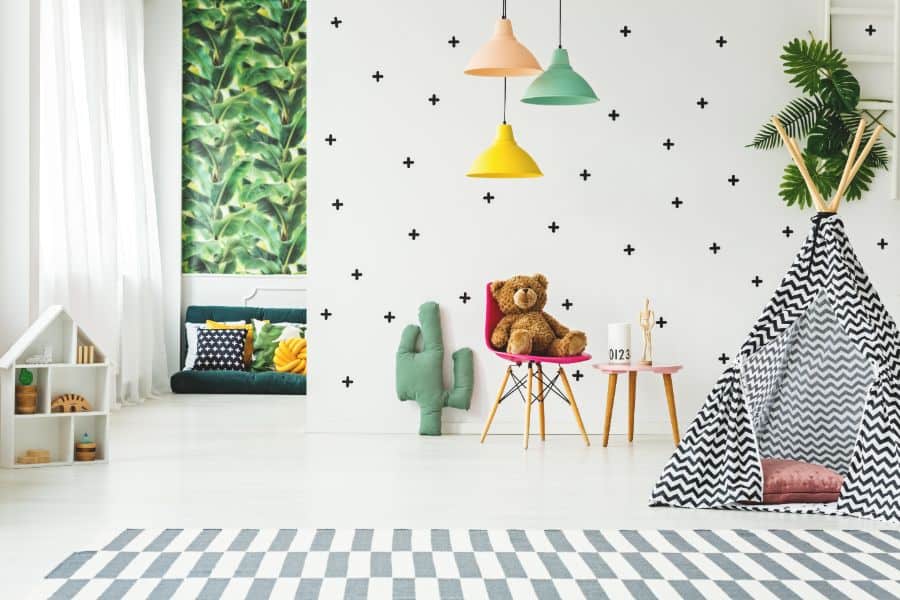 creative kids playroom with teepee