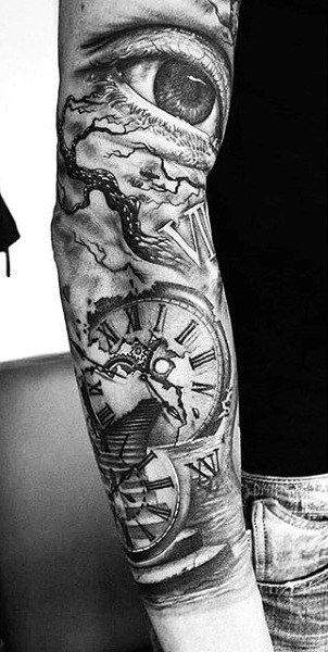Pocket Clock Tattoo For Men