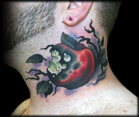 Poison Apple Mens Neck Tattoo Designs