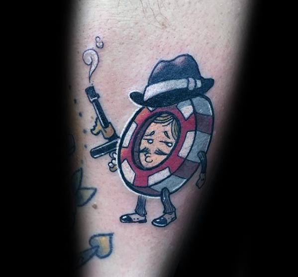 Poker Chip Character Small Forearm Guys Tattoos