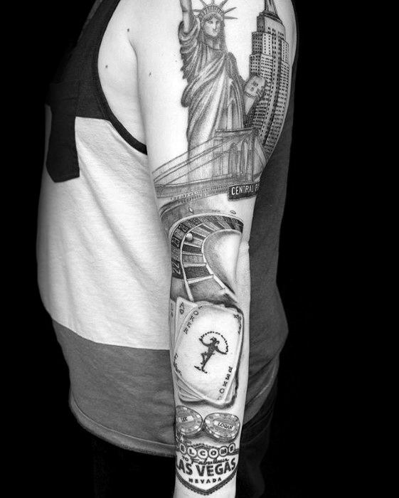 Poker Chip Mens Tattoo Ideas Full Arm