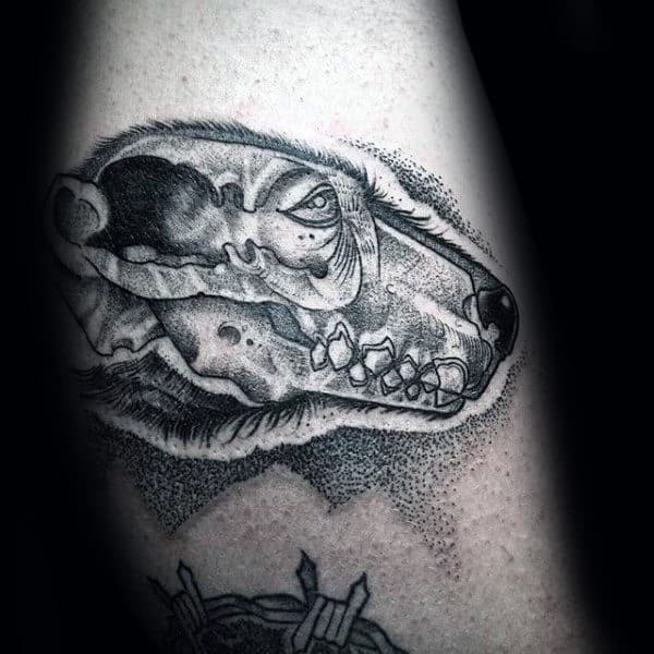 Polar Bear Skull Mens Dotwork Arm Tattoos