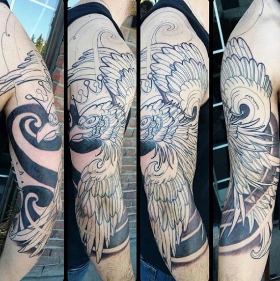 Polish Eagle Mens Half Sleeve Tattoo Designs